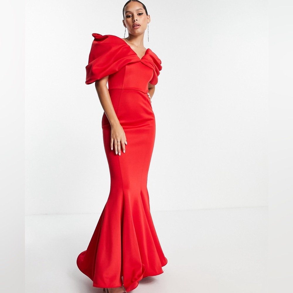 ASOS Vibrant Red Asymmetrical Dress